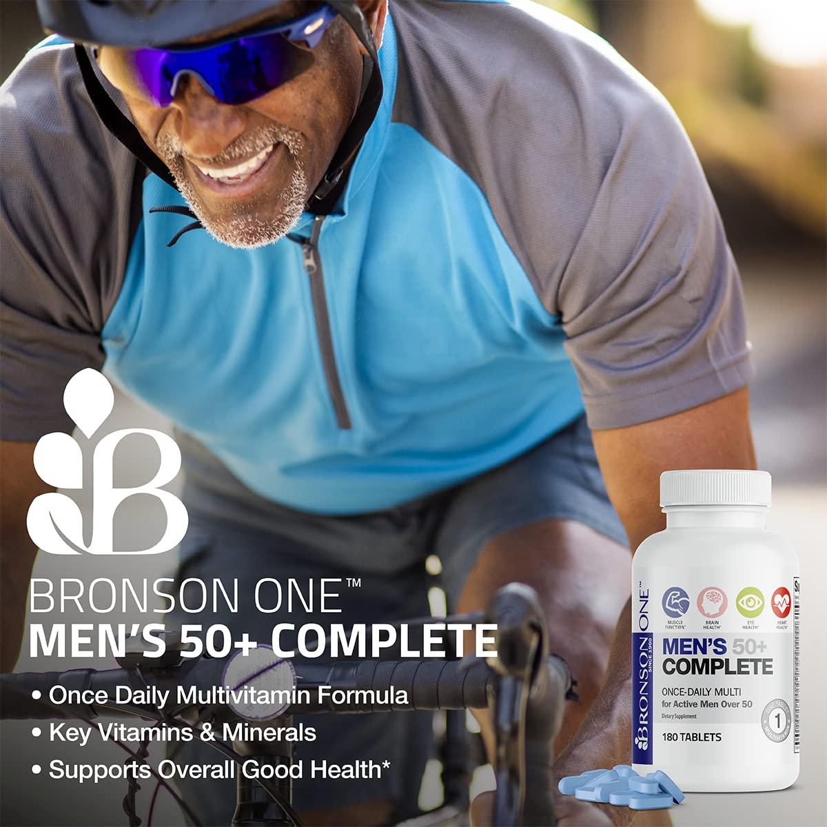 Bronson ONE Daily Mens 50+ Complete Multivitamin Multimineral, 180 Tablets - OmniHealth US