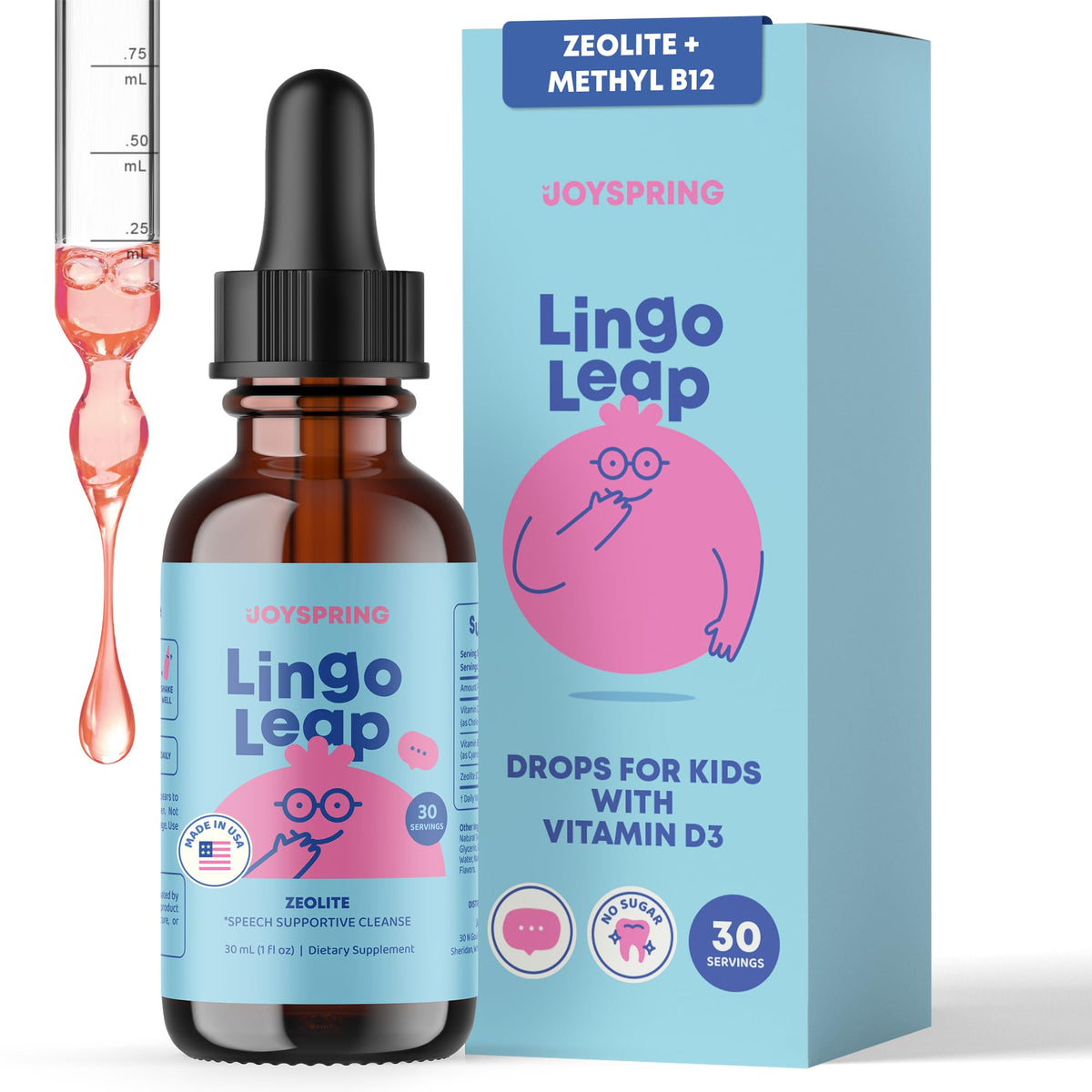 JoySpring LingoLeap – Liquid Kids Formula with Zeolite Clinoptilolite, Methylated B12 & Vitamin D3 | Gentle Daily Support for Kids’ Wellness - OmniHealth US