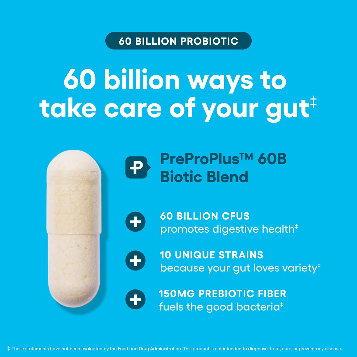 Physician's CHOICE Probiotics 60 Billion CFU - 10 Strains + Organic Prebiotics - Immune, Digestive & Gut Health - Supports Occasional Constipation - OmniHealth US