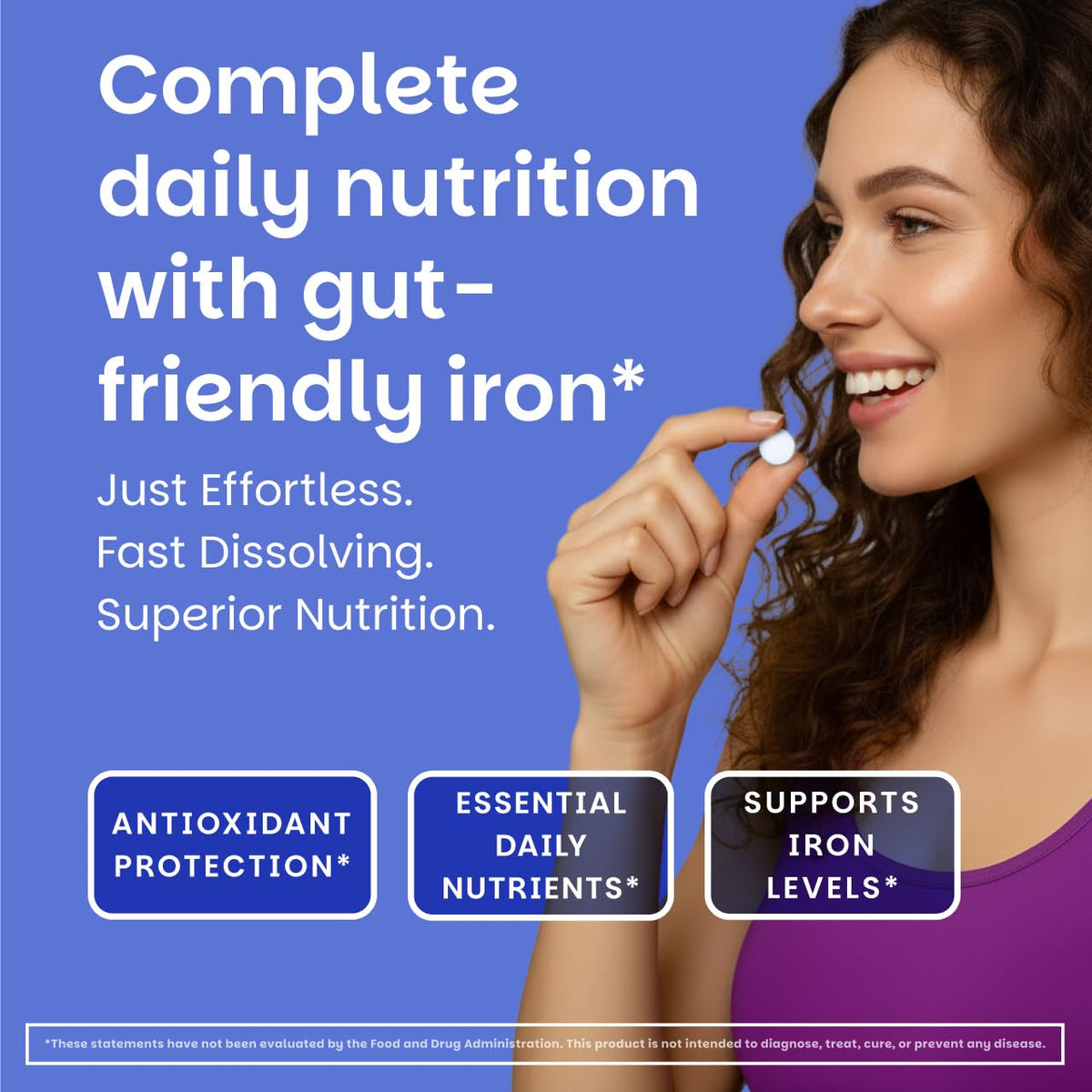 EZ Melts Multivitamin + Iron - Daily Multivitamin for Women & Men - Supports Healthy Energy Levels & Antioxidant Protection - Non-GMO & Vegan - Tropical Cherry - OmniHealth US
