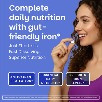 EZ Melts Multivitamin + Iron - Daily Multivitamin for Women & Men - Supports Healthy Energy Levels & Antioxidant Protection - Non-GMO & Vegan - Tropical Cherry - OmniHealth US