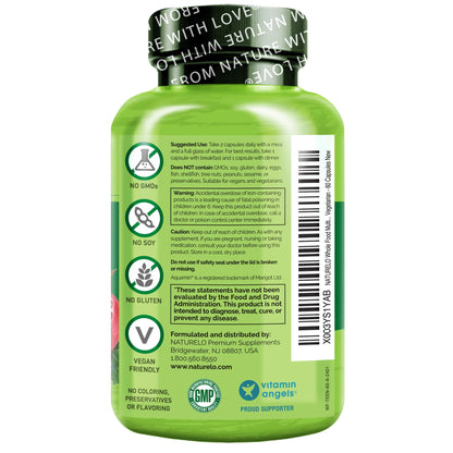 NATURELO Multivitamins for Teenage Girls/Boys, 60 Capsules, Whole Food Multivitamin with Minerals, Non-GMO, Vegetarian - OmniHealth US