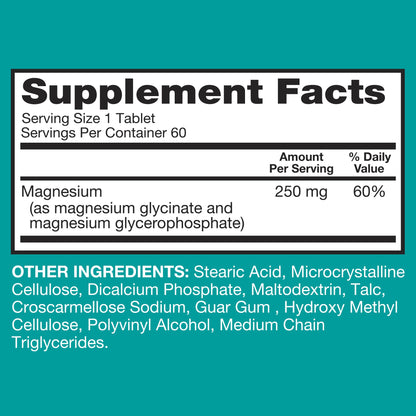 Qunol Magnesium Glycinate Complex, Gentle on Stomach, 250mg One Pill Dose, Superior-Absorption Magnesium, Nerve - OmniHealth US