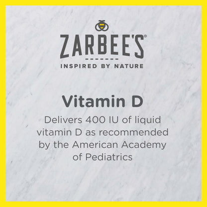 Zarbee's Vitamin D Drops for Infants, 400IU (10mcg) Baby & Toddler Liquid Supplement, Newborn & Up, Dropper Syringe Included, 0.47 Fl Oz - OmniHealth US