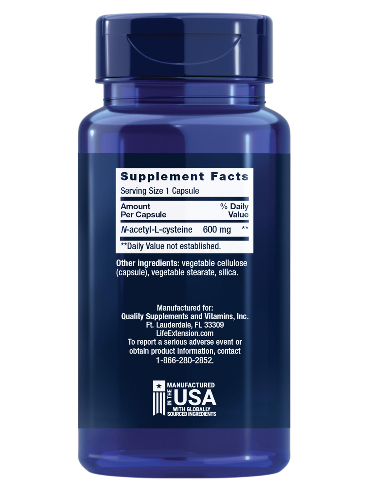 Life Extension N-Acetyl-L-Cysteine (NAC), Immune, Respiratory, Liver Health, NAC 600 mg, Potent antioxidant Support - OmniHealth US