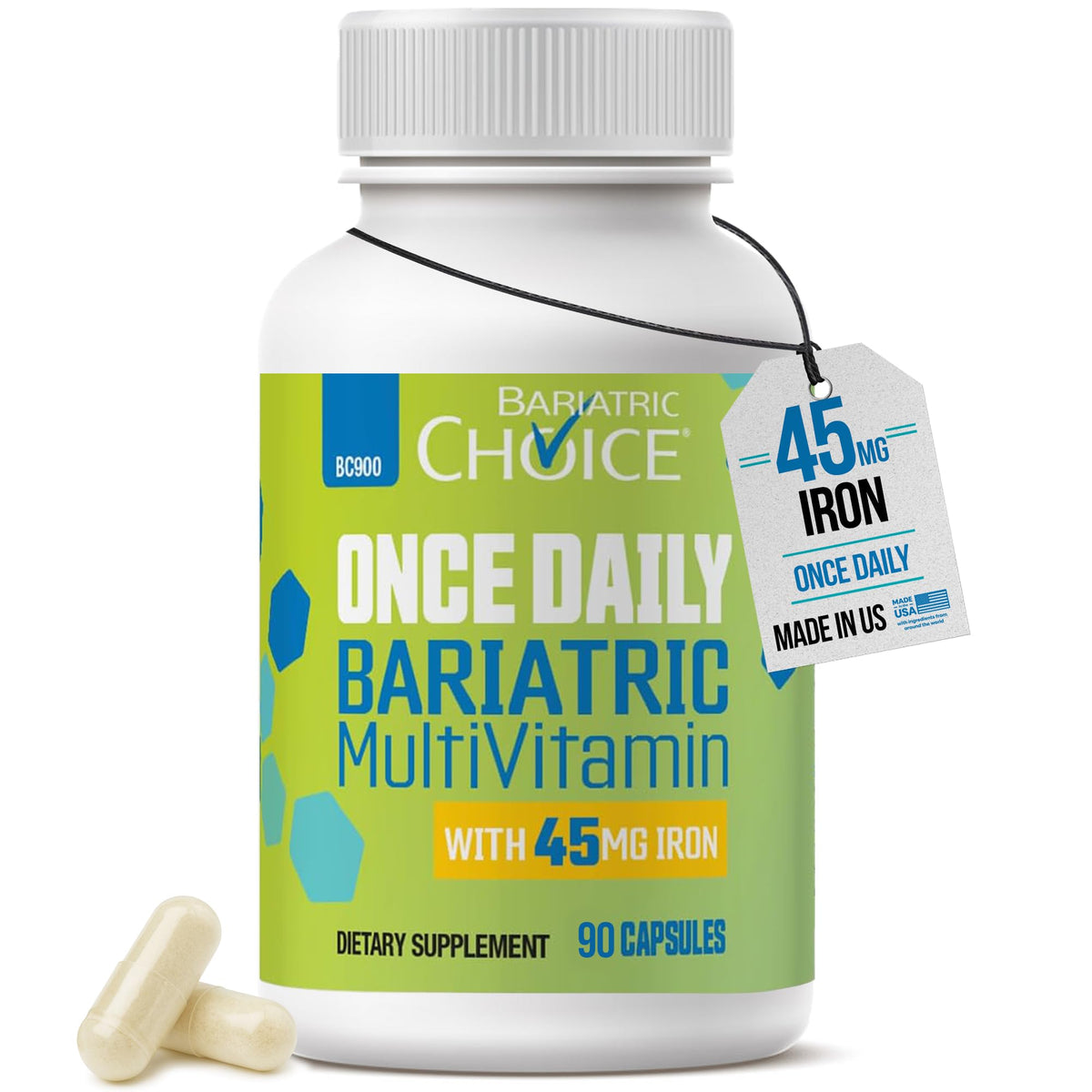 Bariatric Choice Once-Daily Bariatric Multivitamin with 45 mg of Iron | Easy to Swallow Capsule | Vitamin for Bariatric Surgery Patients - OmniHealth US