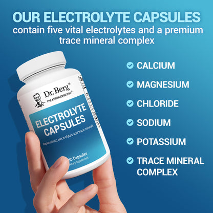 Dr. Berg Electrolyte Capsules - Electrolyte Supplements for Supporting Energy, Endurance, and Hydration - Sugar Free, No Maltodextrin, Keto Friendly - 160 Caps - OmniHealth US