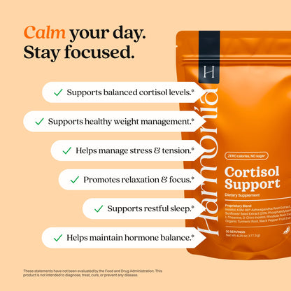 Harmonia Cortisol Cocktail | Cortisol Supplements for Women & Men with Ashwagandha, Magnesium & L-Theanine | Drink Harmonia for Stress Relief, Weight Management - OmniHealth US
