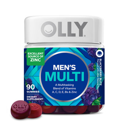 OLLY Men's Multivitamin Gummy, Vitamins A, C, D, E, B, Zinc, Blackberry Flavor, 45 Day Supply - 90 Count - OmniHealth US