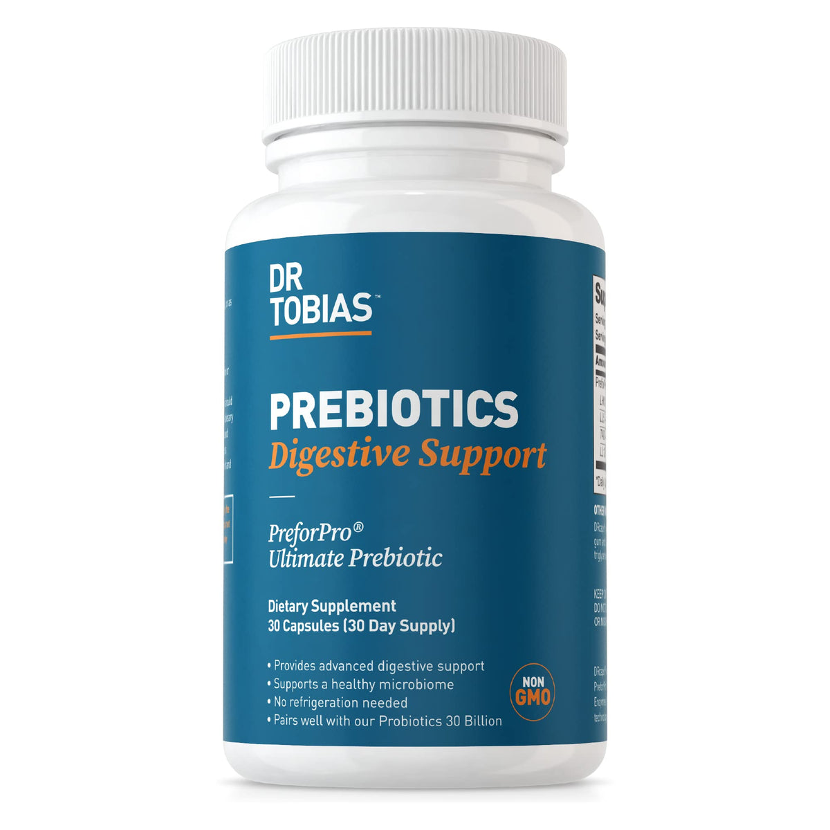 Dr. Tobias Prebiotics, Supports Digestion & Gut Health, Feed Good Probiotic Bacteria, Boost Gut Immune Function, Vegan & Non-GMO Gut Health Supplements for Men and Women - OmniHealth US