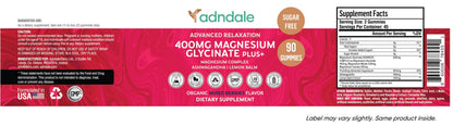 Adndale 90 CT Magnesium Glycinate 400 mg Gummies with Ashwagandha, Magnesium Malate & Taurate, Sugar Free Magnesium Gummies - OmniHealth US