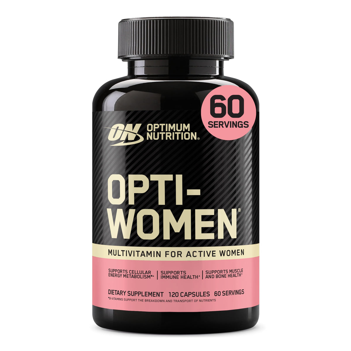 Optimum Nutrition Opti-Women, Vitamin C, Zinc and Vitamin D for Immune Support Womens Daily Multivitamin Supplement with Iron, Capsules, 120 Count - OmniHealth US