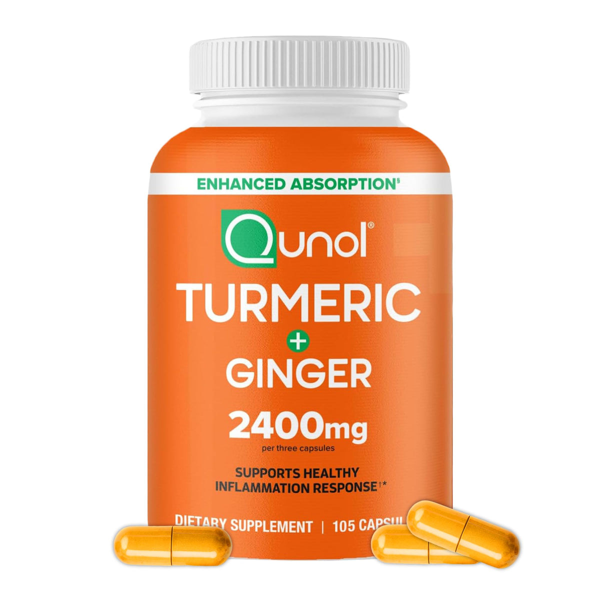 Qunol Turmeric Curcumin with Black Pepper & Ginger, 2400mg Turmeric Extract with 95% Curcuminoids, Extra Strength Supplement - OmniHealth US