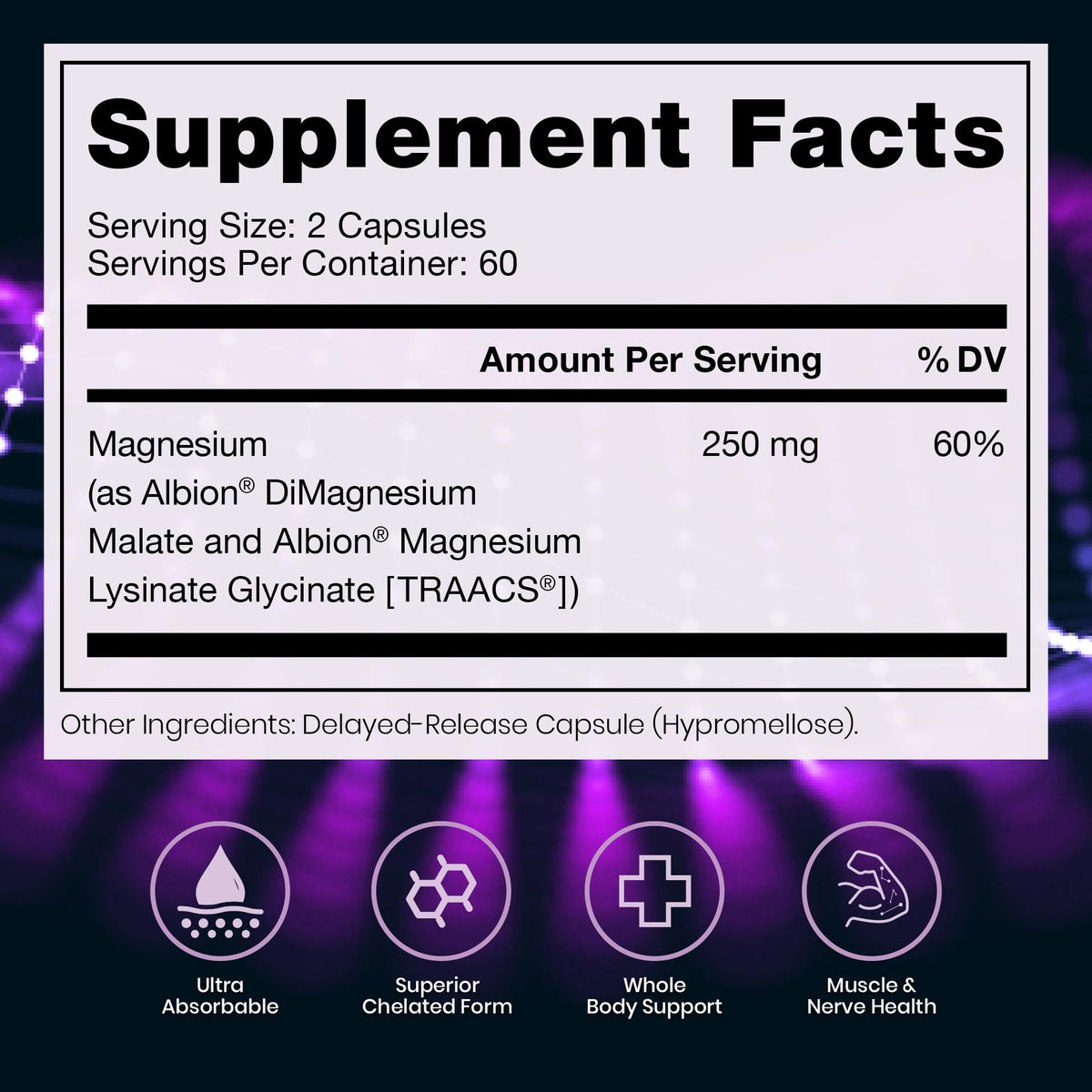 Pure TheraPro Rx Optimum Magnesium Lysinate Glycinate & Di-Magnesium Malate, Made in USA | 2 Month Supply | Chelated for Maximum Absorption, OmniHealth US