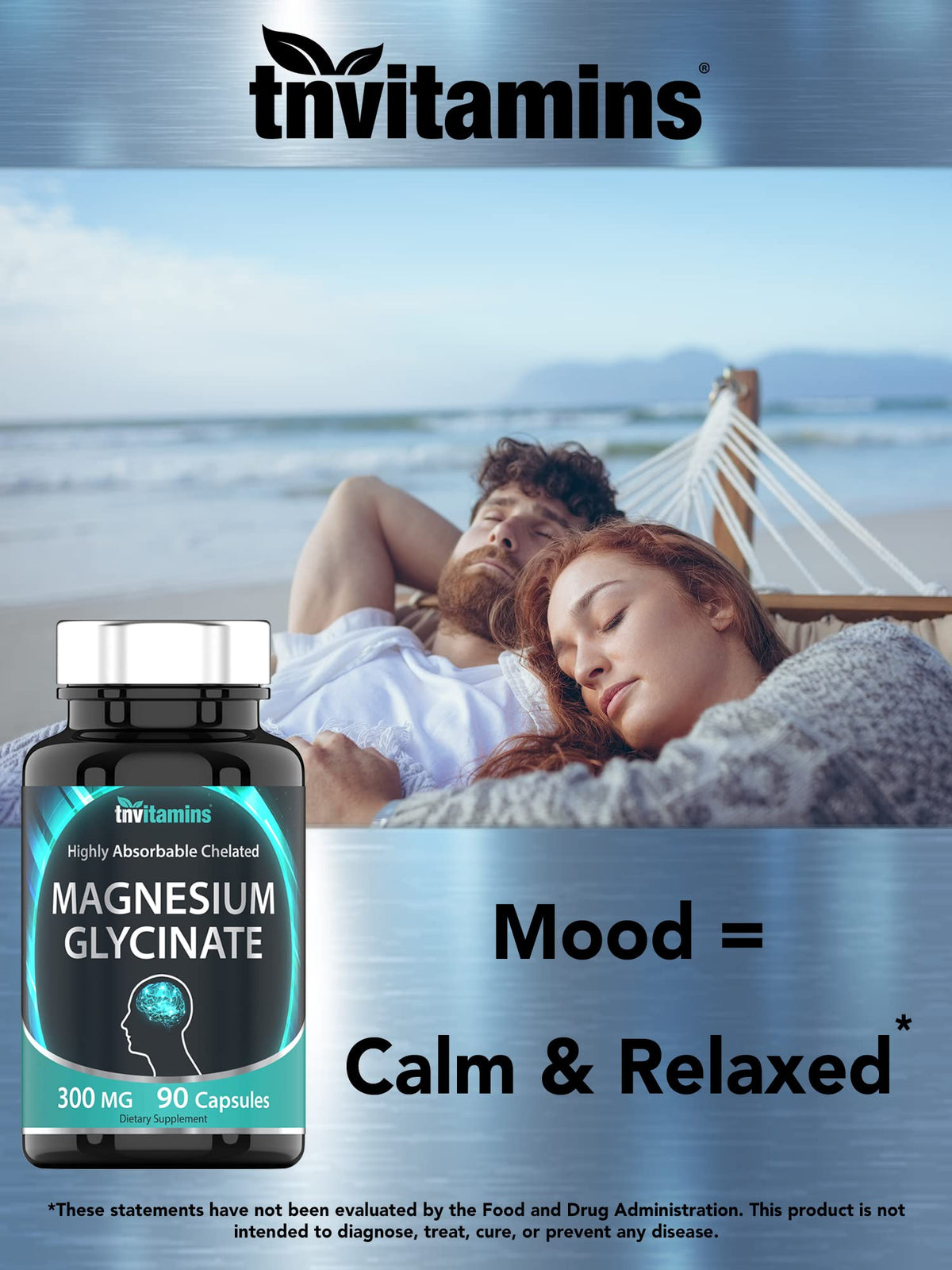 tnvitamins Magnesium Glycinate 300mg, 90 Capsules | High Absorption Chelated Magnesium for Sleep, Calm & Muscle Support - OmniHealth US
