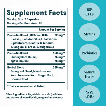Nuven Naturals All-in-One Gut Health w/Probiotics, Prebiotics, Digestion-Supporting Herbs - OmniHealth US