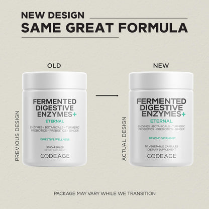 Codeage Fermented Digestive Enzymes Supplement 3-Month Supply - 14 Digestive Enzymes, Probiotics, Prebiotics, Fermented Botanicals - OmniHealth US