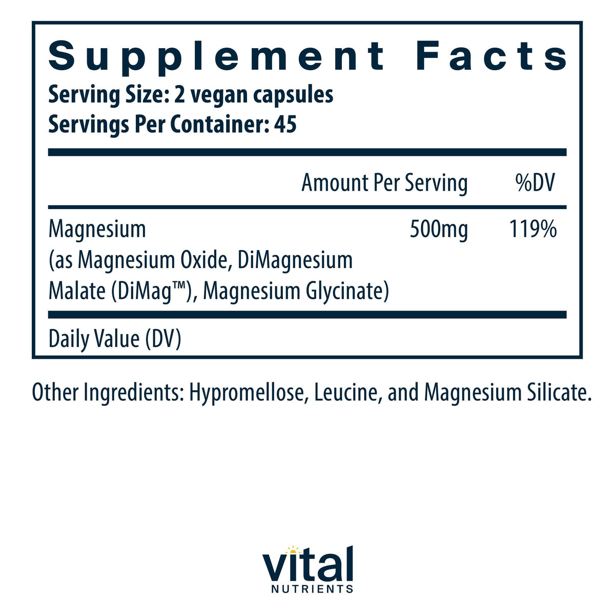 Vital Nutrients Triple Magnesium Complex Supplement | Vegan Magnesium Glycinate, Malate & Oxide 250mg | Easily Absorbed Magnesium Supplement for Stress, Muscle, Heart, Bone Support | 90 Capsules - OmniHealth US
