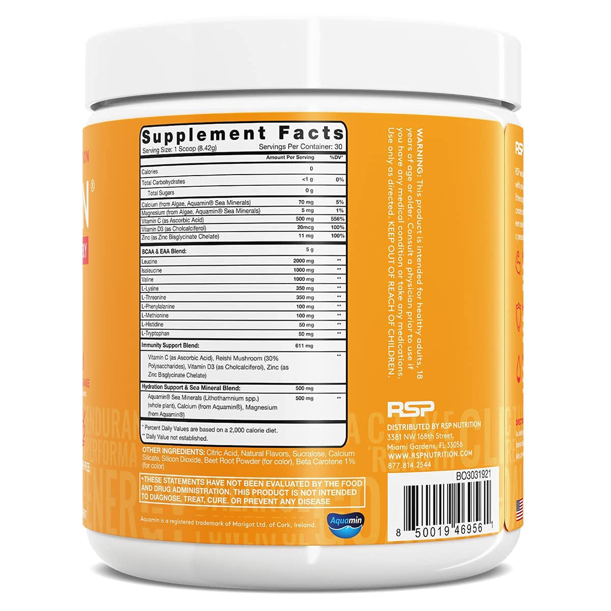 RSP NUTRITION Vegan AminoLean Pre Workout Energy (Acai 25 Servings) with AminoLean Recovery Post Workout Boost (Blood Orange 30 Servings)