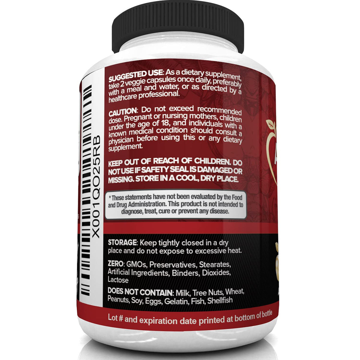 Nutrivein Apple Cider Vinegar Capsules with Mother - 1600mg - 120 Vegan