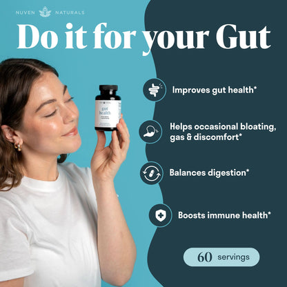 Nuven Naturals All-in-One Gut Health w/Probiotics, Prebiotics, Digestion-Supporting Herbs - OmniHealth US
