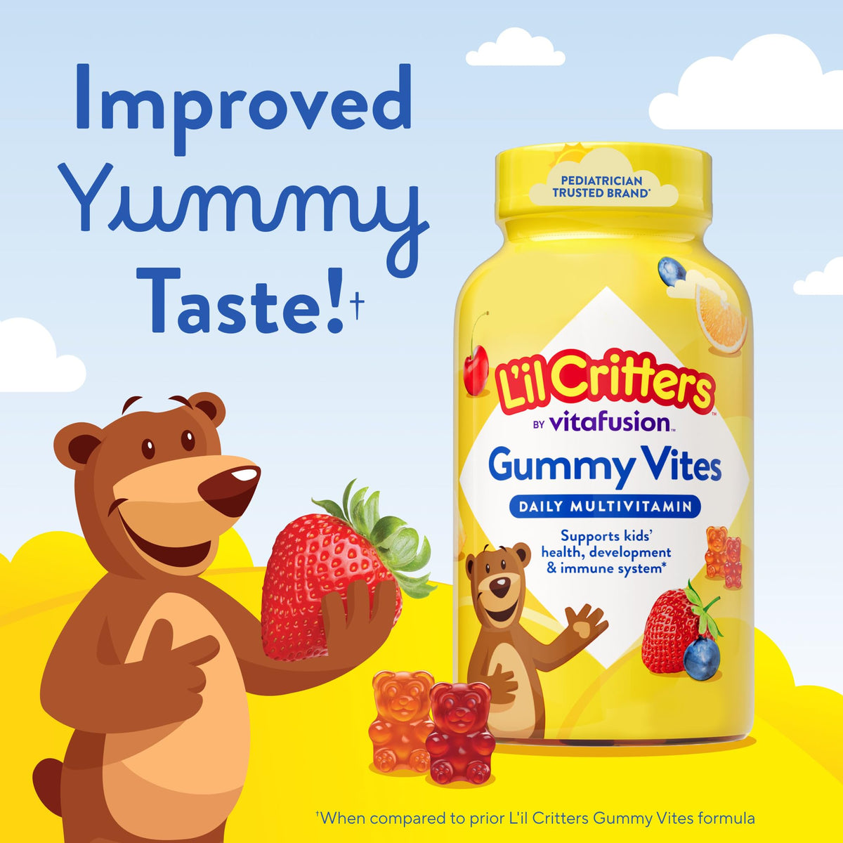 L'il Critters Gummy Vites Daily Kids Multivitamins Assorted Fruit Flavors for Ages 2+ Toddlers & Kids, Gummy Vitamin with Vitamin C and D - OmniHealth US