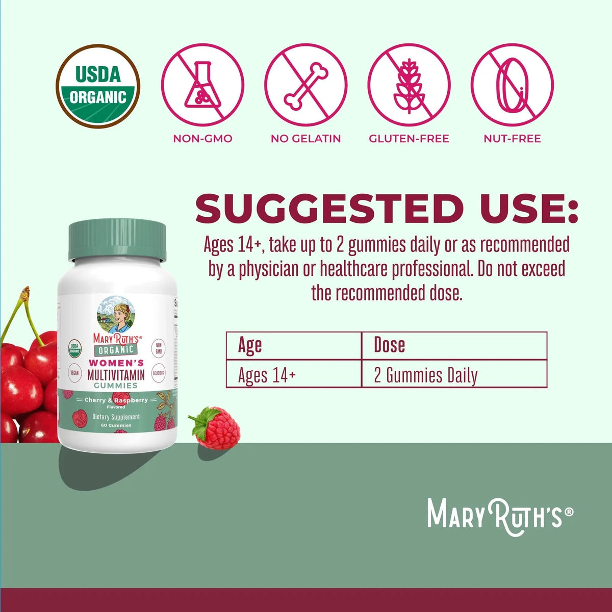 MaryRuth's Multivitamin Gummies for Women (Strawberry) & Liquid Nighttime Multimineral (Pineapple) | Clean Label Project Verified | MARYRUTH'S