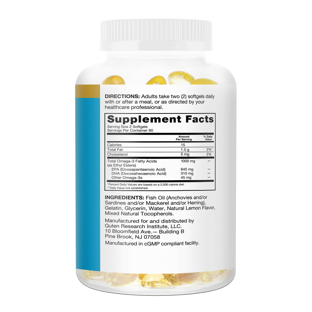 Qunol Fish Oil Omega 3 Mini Softgels, 1000mg Omega 3 EPA + DHA, Ultra Pure Supplements, Heart Health Support, Lemon Flavor - OmniHealth US