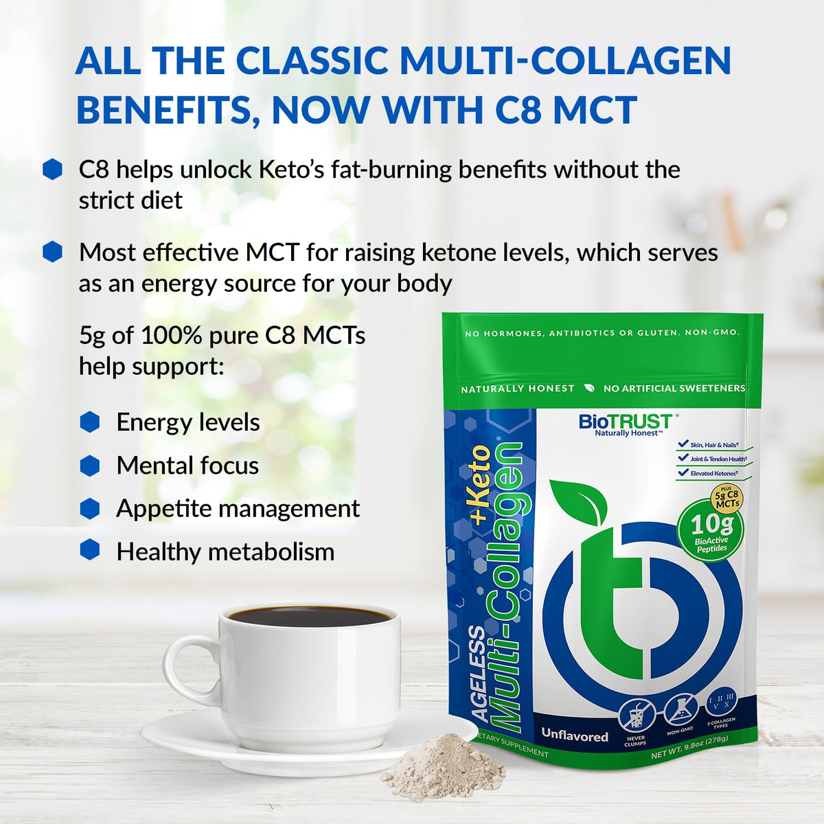 BioTrust Multi-Collagen Protein Powder + Keto MCT Oil – 5 Collagen Types Plus 100% BioTrustBuy Supplements Australia
