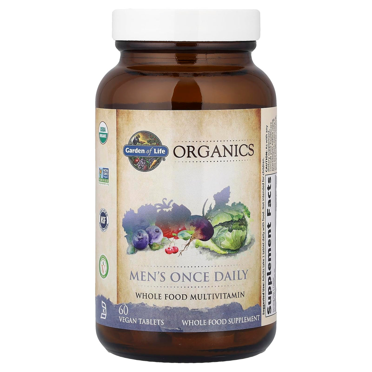 Garden of Life Once Daily Whole Food Multivitamin for Men, Organic Mens Vitamins & Minerals, Vitamin C, Zinc, Vegan, for Health & Well-Being, 60 Tablets - OmniHealth US