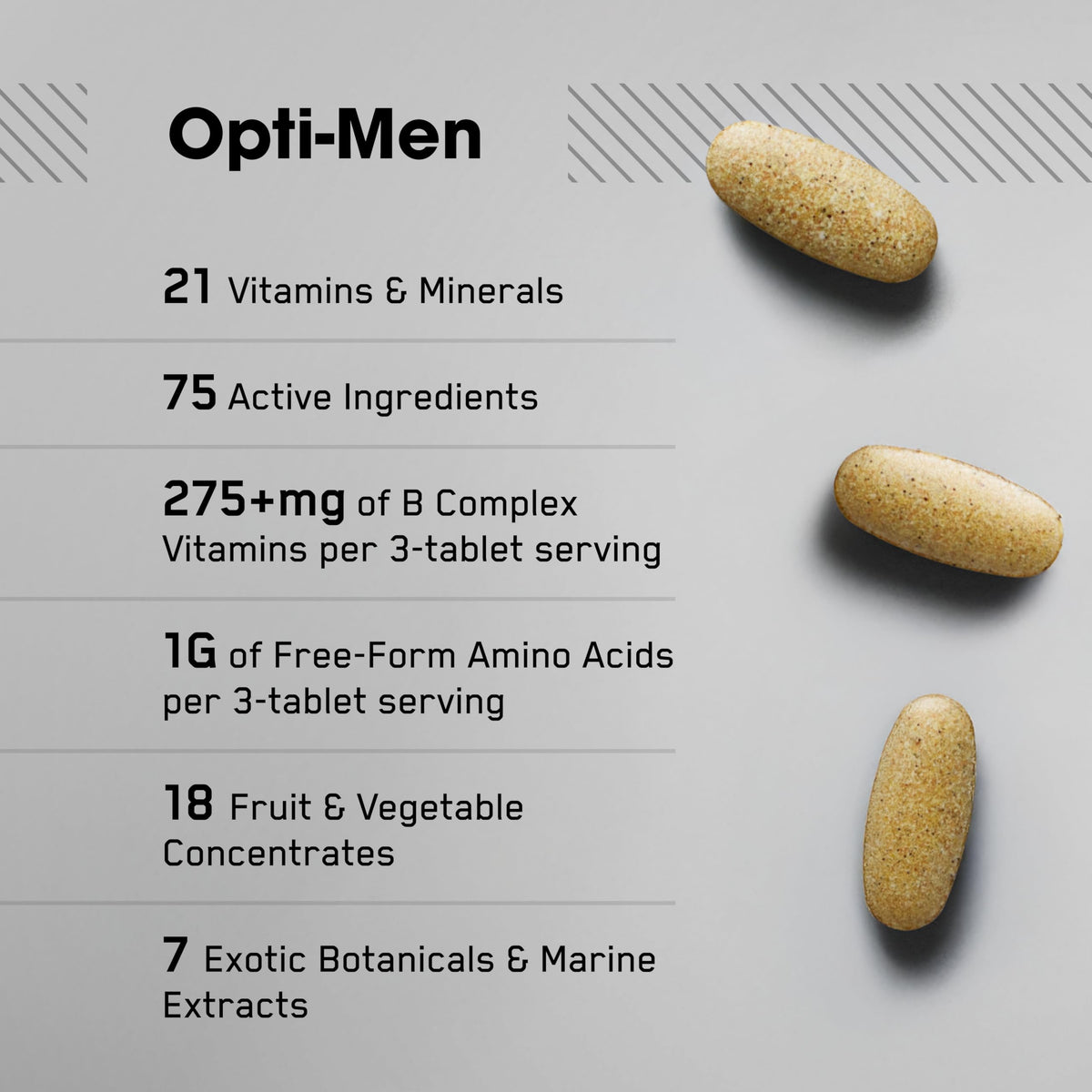 Optimum Nutrition Opti-Men, Vitamin C, Zinc and Vitamin D, E, B12 for Immune Support Mens Daily Multivitamin Supplement - OmniHealth US