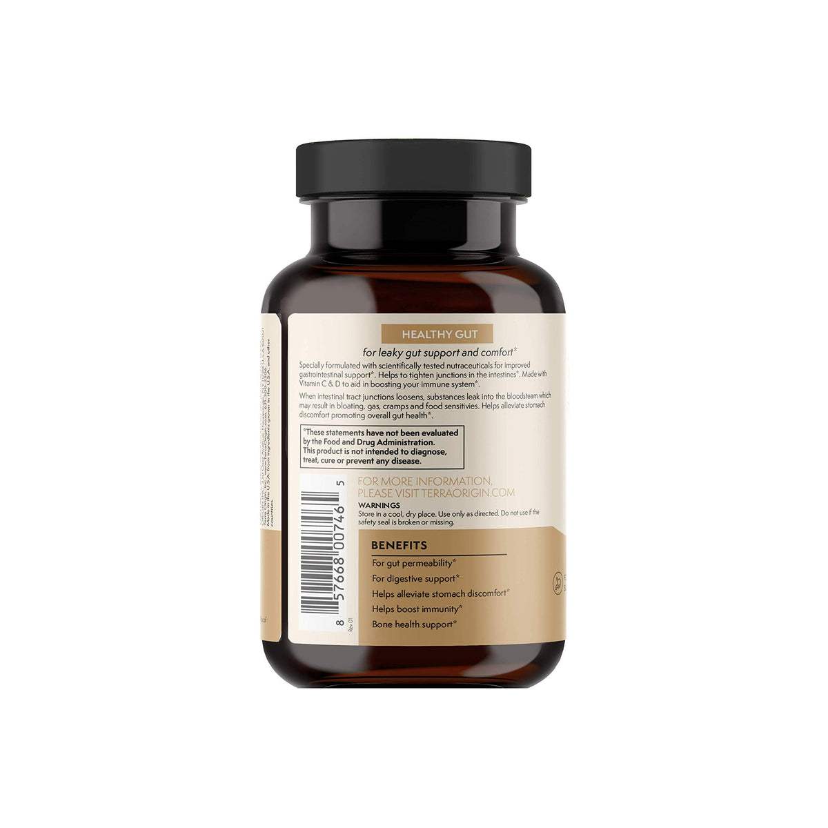 TERRA ORIGIN Healthy Gut Capsules with Immunity Boost | 90 Capsules | Non GMO, Gluten Free, Dairy Free | Digestive Support for Men and Women - OmniHealth US