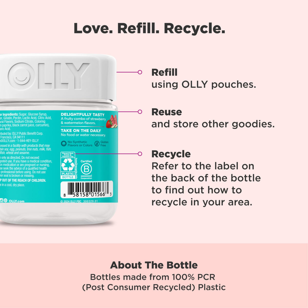 Olly Teen Girl Multi Gummy, Healthy Skin and Immune Support, 15 Essential Vitamins, Biotin, Zinc, Calcium, Chewable Multivitamin - OmniHealth US