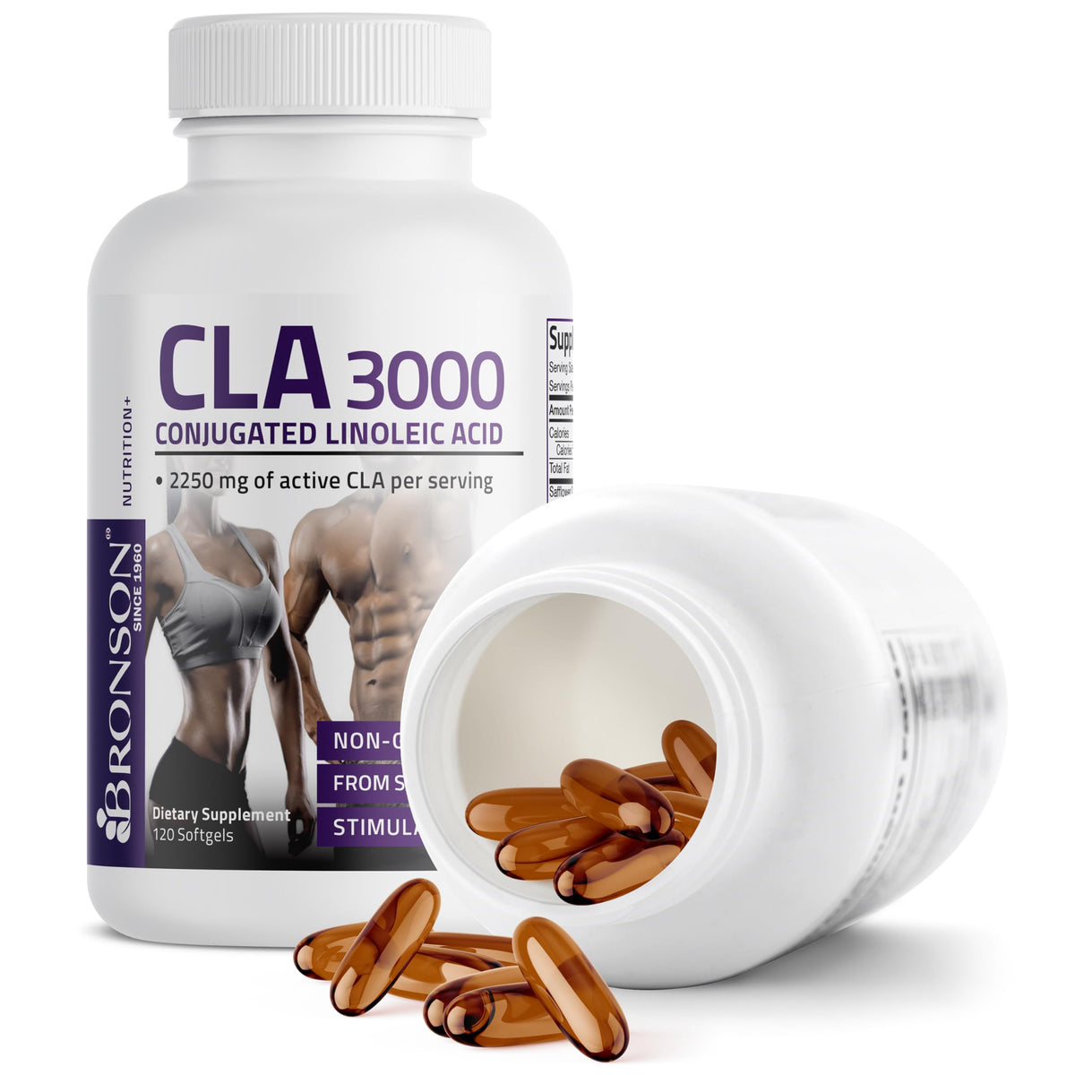 Bronson CLA 3000 Extra High Potency Supports Healthy Weight Management Lean Muscle Mass Non-Stimulating - OmniHealth US