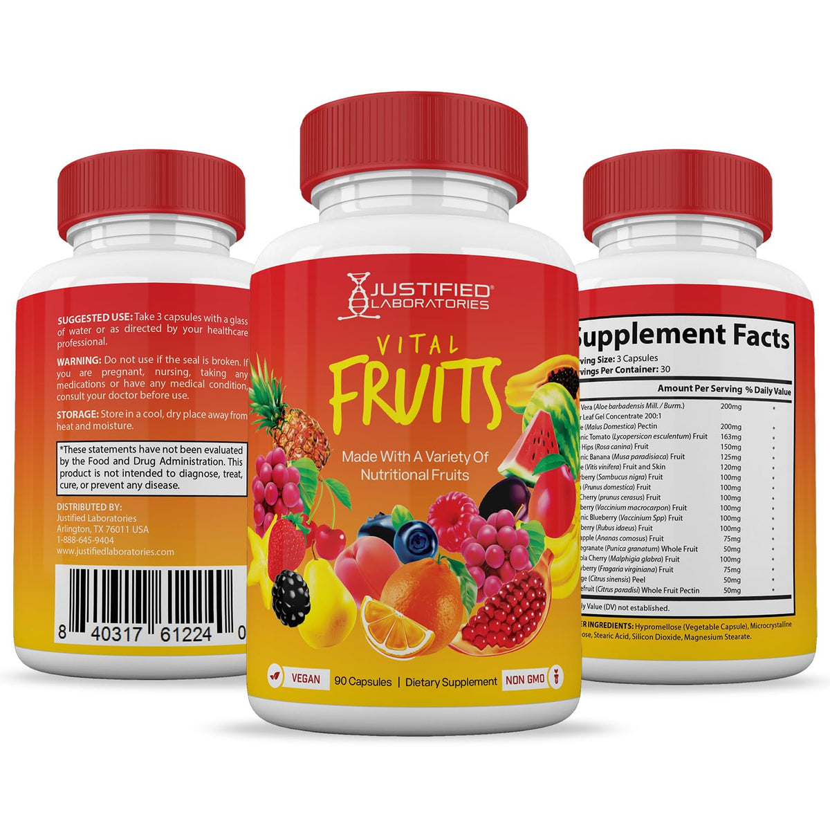(6 Pack) Vital Fruits and Veggies Supplement Whole Food Red & Green Superfoods Justified LaboratoriesBuy Supplements Australia
