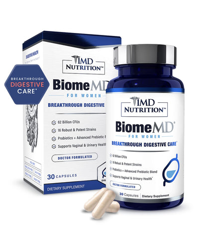 1MD Nutrition BiomeMD Probiotics for Women - Daily Prebiotics and Probiotics for Women - More Than 60 Billion CFUs, 15 Strains - Womens Probiotic to Support Urinary - OmniHealth US
