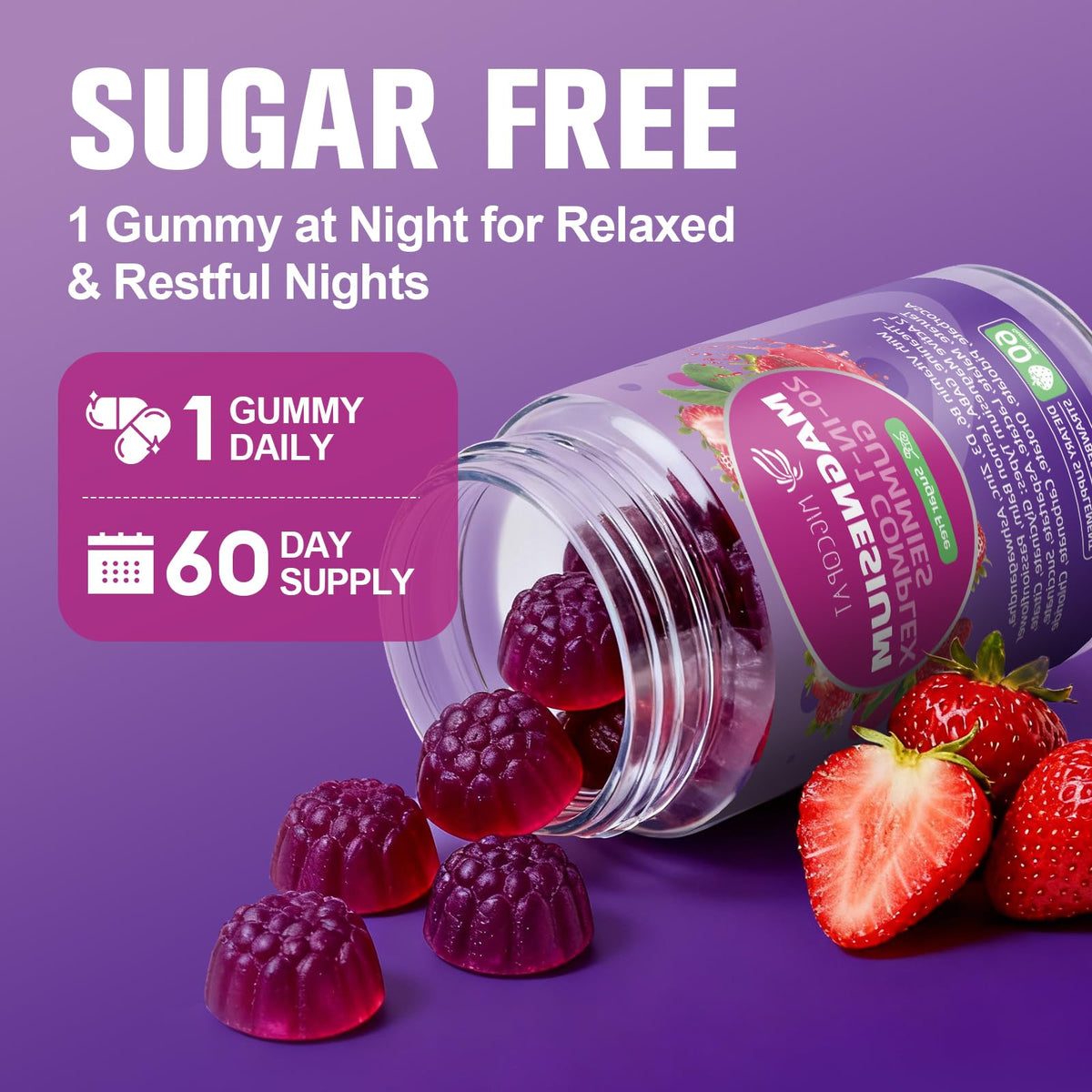 Migcopat Magnesium Complex Gummies, 20 in 1 Magnesium Gummy with Glycinate Citrate Malate Taurate - Ashwagandha, L-Theanine, D3&Zinc for Relaxation, OmniHealth US