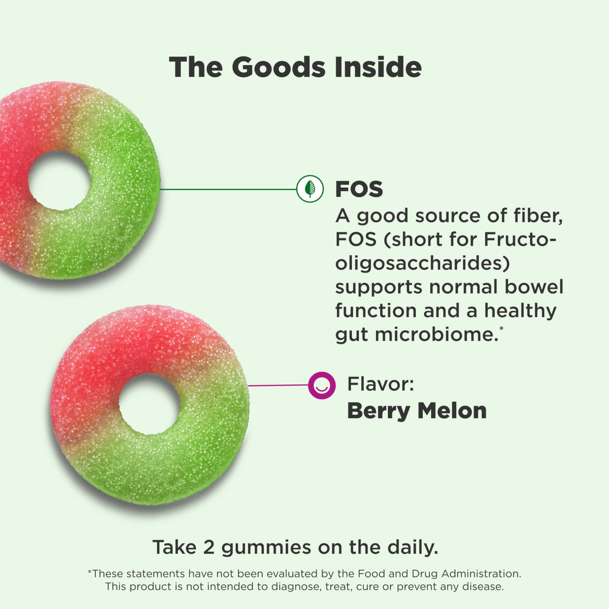 OLLY Fiber Gummy Rings, 5g Prebiotic Fiber, FOS (Fructo-oligosaccharides), Digestive Support, Berry Melon 50ct - OmniHealth US