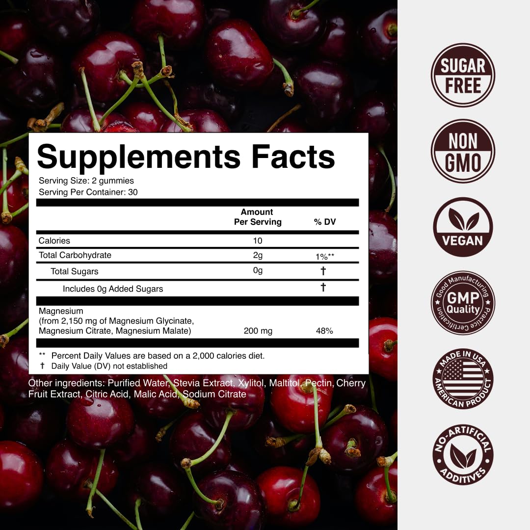 Magnesium Gummies 3in1 - Glycinate, Citrat, Malate 2150 MG High Absorption Supplement, Sugar-Free, Vegan, Chews for Men & Women, Inspired by Wellness Traditions - OmniHealth US