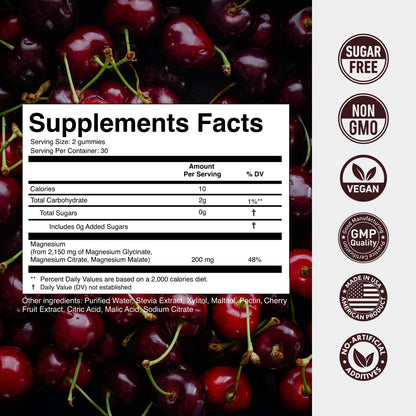 Magnesium Gummies 3in1 - Glycinate, Citrat, Malate 2150 MG High Absorption Supplement, Sugar-Free, Vegan, Chews for Men & Women, Inspired by Wellness Traditions - OmniHealth US