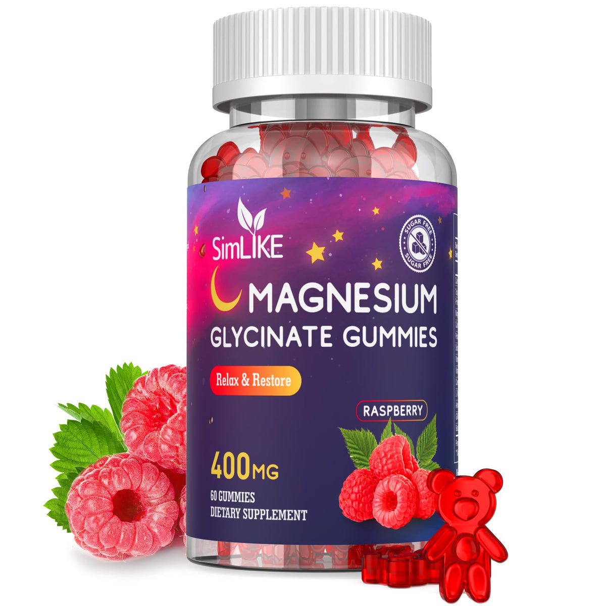 Magnesium Glycinate Gummies 400mg, High Absorption Magnesium Gummies with L-Theanine, Ashwagandha & GABA for Relaxation, Stress Relief & Slee - OmniHealth US