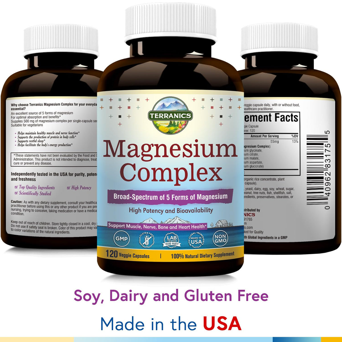 Terranics Magnesium Complex, Total 240 Capsules, Max Absorption, Glycinate, Citrate TerranicsBuy Supplements Australia