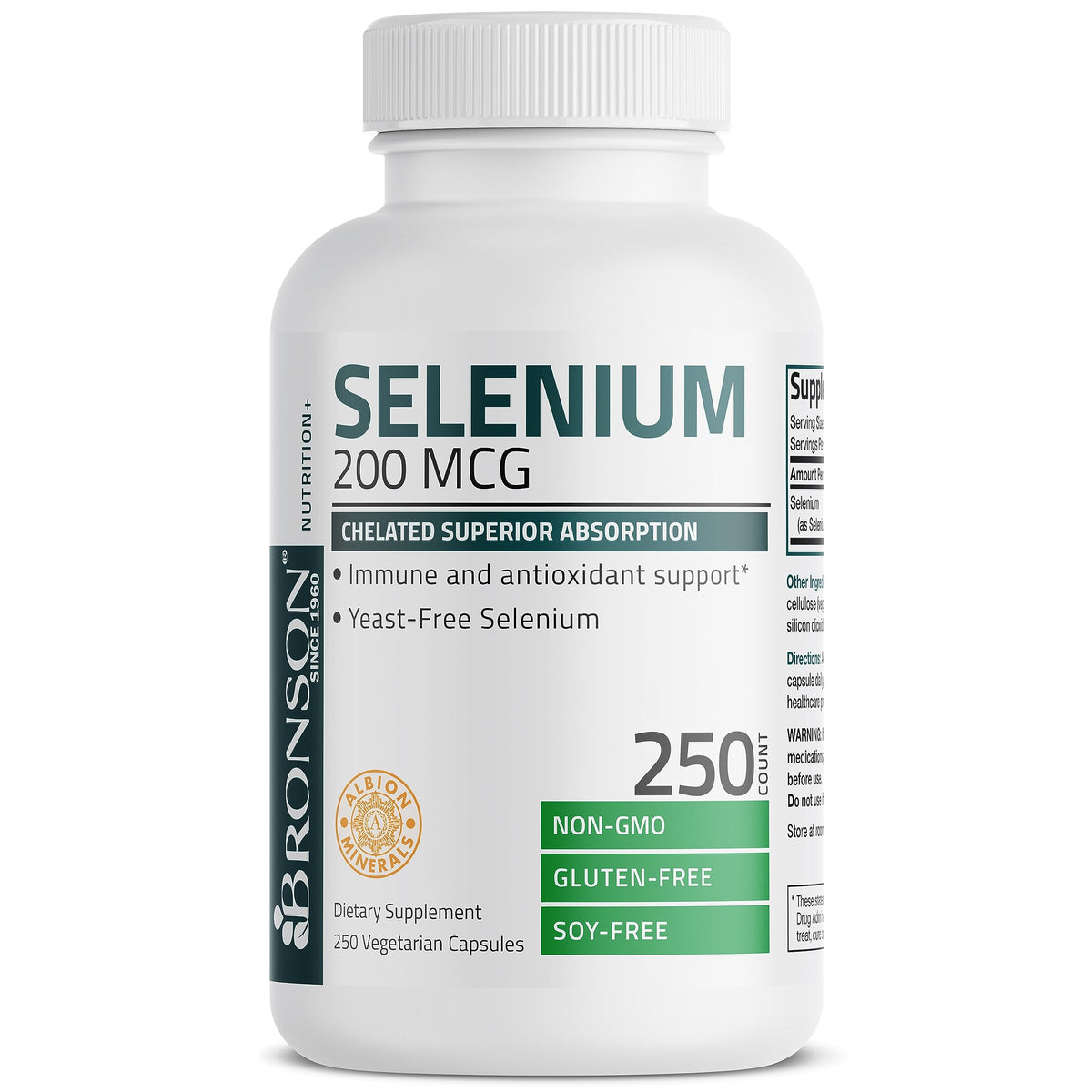 Bronson Selenium 200 mcg – Yeast Free Chelated Amino Acid Complex - Essential Trace Mineral with Superior Absorption - OmniHealth US