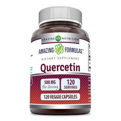 Amazing Formulas Quercetin 500mg 120 Veggie Capsules Supplement - Non-GMO - Gluten Free - Supports Overall Health & Well Being - OmniHealth US
