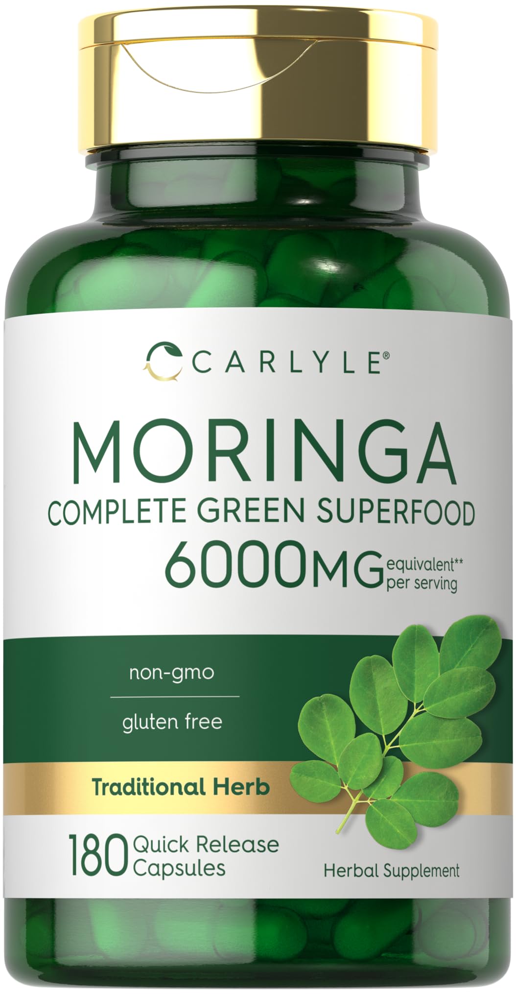 Carlyle Moringa Oleifera Supplement | 180 Capsules | Complete Green Superfood for Women and Men | Non-GMO and Gluten Free - OmniHealth US