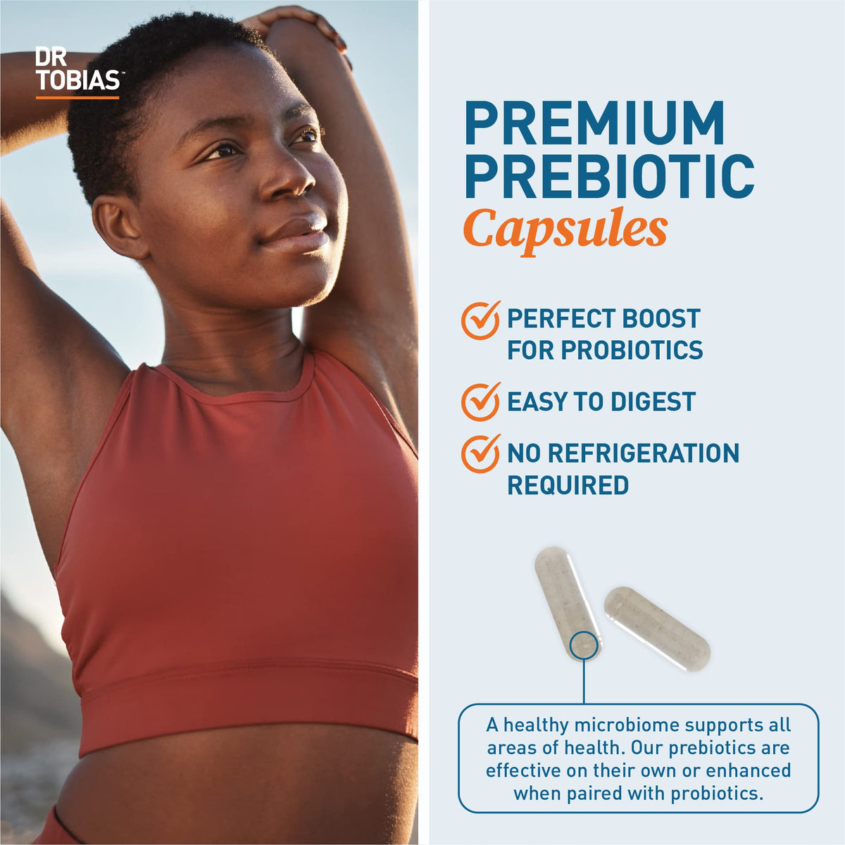 Dr. Tobias Prebiotics, Supports Digestion & Gut Health, Feed Good Probiotic Bacteria, Boost Gut Immune Function, Vegan & Non-GMO Gut Health Supplements for Men and Women - OmniHealth US