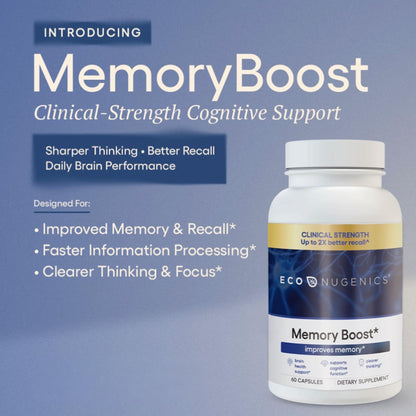 EcoNugenics Memory Boost Supplement – Clinically Studied Ingredients to Support Brain Focus & Health – Nootropic Formula with Bacopa Monnieri, Boswellia Serrata - OmniHealth US