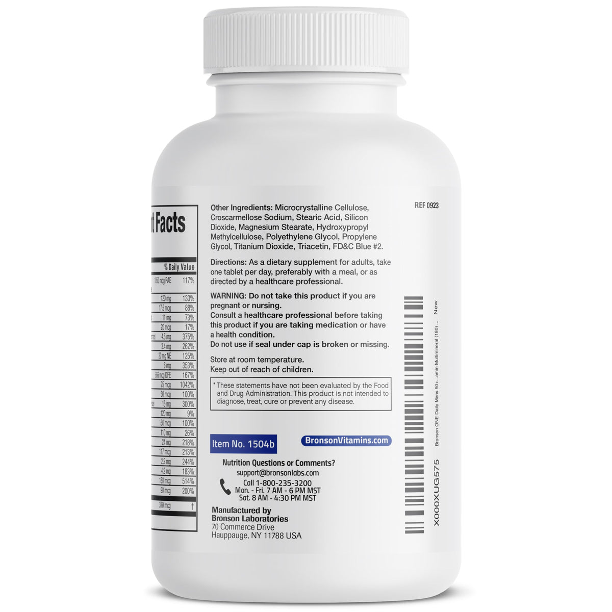 Bronson ONE Daily Mens 50+ Complete Multivitamin Multimineral, 180 Tablets - OmniHealth US