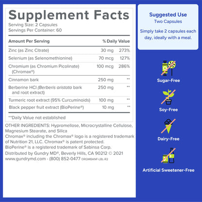 Gundry MD® Metabolic Advanced Nutrient Blend with Berberine to Support Healthy Metabolism, 120 Count - OmniHealth US