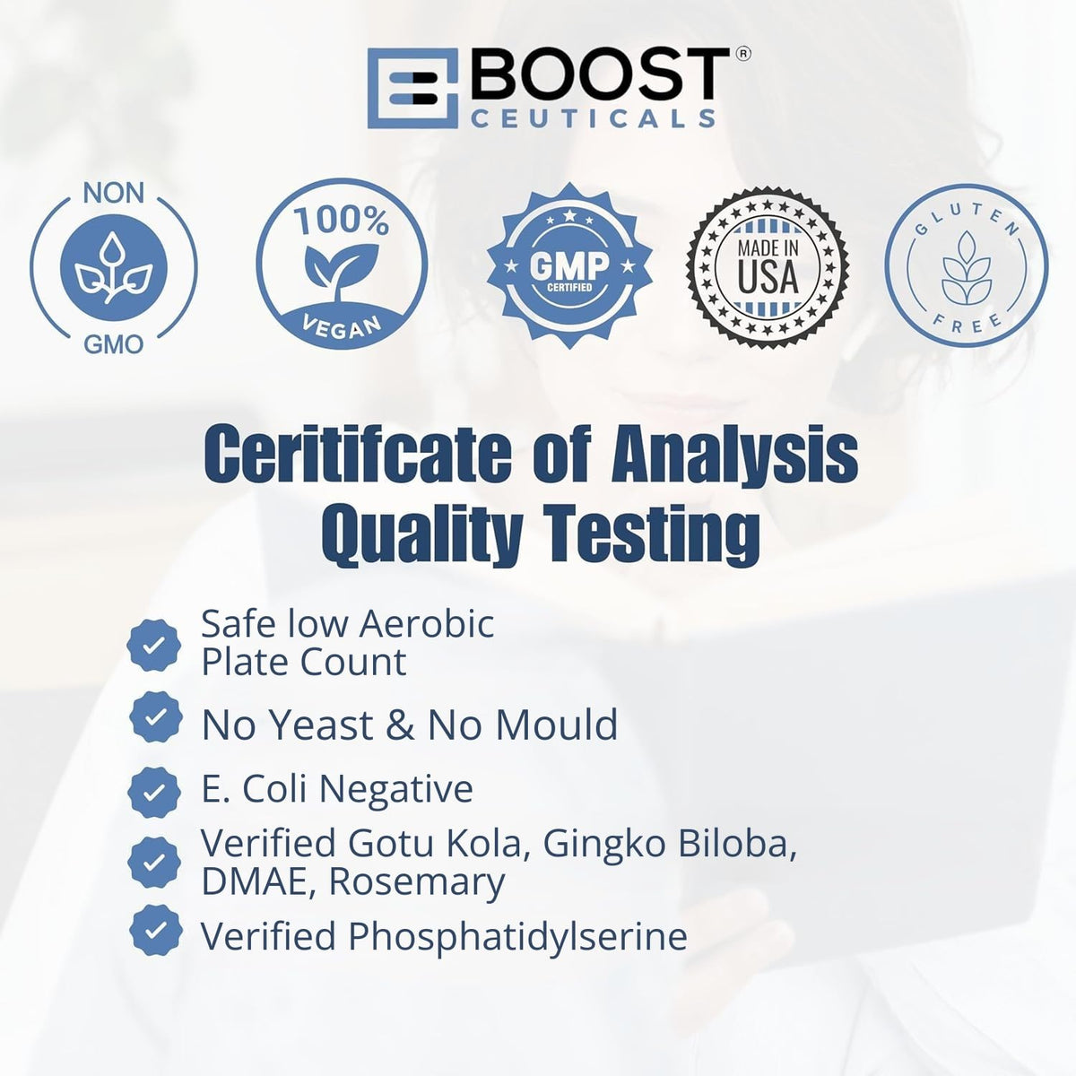 BoostCeuticals Phosphatidylserine 100mg with Ginkgo DMAE Gotu Kola - Memory, Stress & Cortisol Support, Cognitive Focus, Sleep Health, Brain Function Supplement, 90 Capsules BoostCeuticalsBuy Supplements Australia